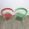 German Vintage Garden Chairs in Red & Green, Set of 2 2