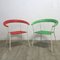 German Vintage Garden Chairs in Red & Green, Set of 2 1