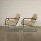 Armchairs in Wood, Chromed, Metal, Spring & Fabric, Italy, 1940s, Set of 2 11