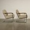 Armchairs in Wood, Chromed, Metal, Spring & Fabric, Italy, 1940s, Set of 2 3