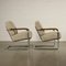 Armchairs in Wood, Chromed, Metal, Spring & Fabric, Italy, 1940s, Set of 2, Image 3