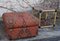 Rattan & Glass Pouf & Coffee Table, 1970s, Set of 2 3