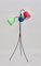 Mid-Century Modern 3-Legged Black Metal Floor Lamp with Multicolored Lampshades, 1950s 3