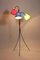 Mid-Century Modern 3-Legged Black Metal Floor Lamp with Multicolored Lampshades, 1950s 6