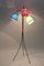 Lampadaire à 3 Pieds Moderne Mid-Century en Métal Noir avec Abat-jour Multicolore, 1950s 5