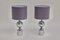 Lámparas de mesa cromadas con pantallas de chintz y lavanda, años 60. Juego de 2, Imagen 1