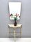 Mid-Century Italian Console Table with Portuguese Pink Marble Top & Brass Frame, 1950s, Image 3