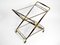 Italian Folding Brass and Glass Trolley by Cesare Lacca, 1950s 3