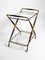 Italian Folding Brass and Glass Trolley by Cesare Lacca, 1950s 4