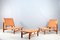 Leather Strap Lounge Chairs & Ottoman by Ilmari Tapiovaara for La Permanente Mobili Cantù, 1950s, Set of 3, Image 1