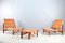 Leather Strap Lounge Chairs & Ottoman by Ilmari Tapiovaara for La Permanente Mobili Cantù, 1950s, Set of 3, Image 14