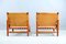 Leather Strap Lounge Chairs & Ottoman by Ilmari Tapiovaara for La Permanente Mobili Cantù, 1950s, Set of 3 7