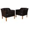 Model 2421 Brown Leather Lounge Chairs by Børge Mogensen, Set of 2 1