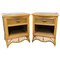 Rattan Nightstands with Mirrored Tops, Set of 2, Image 1