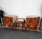 Mid-Century Art Deco Italian Briar Walnut Wood Armchairs & Stools 2