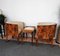 Mid-Century Art Deco Italian Briar Walnut Wood Armchairs & Stools, Image 2