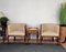 Mid-Century Art Deco Italian Briar Walnut Wood Armchairs & Stools 3