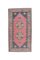 4x7 Vintage Turkish Oushak Handmade Wool Carpet in Red & Blue 1