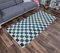 Tapis Oushak Checkers Vintage Fait Main en Laine, Turquie, 3x6 2