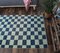 3x6 Vintage Turkish Oushak Checkers Handmade Wool Runner Rug 4