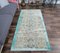 3x6 Vintage Turkish Turquoise Bordered and Beige Carpet, Image 2