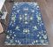 4x6 Vintage Turkish Oushak Handmade Blue Floral Wool Rug 2