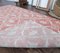 3x6 Vintage Turkish Oushak Handmade Red & Beige Wool Ikat Rug 6