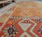 Handgemachter 4x12 türkischer Vintage Kilim Ouschak Teppich aus handgewebter Wolle 4