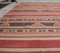 Flacher 5x7 Türkischer Vintage Kilim Ouschak Teppich aus handgewebter Wolle 4