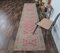 Tapis de Couloir Oushak Vintage en Nubuck Rose Fait Main, Turquie, 3x12 2