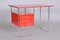 Czech Functionalism Red Chrome Writing Desk, 1940s 1