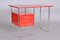 Czech Functionalism Red Chrome Writing Desk, 1940s, Image 1