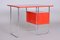 Czech Functionalism Red Chrome Writing Desk, 1940s, Image 2
