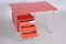 Czech Functionalism Red Chrome Writing Desk, 1940s 5