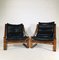 Vintage Leather & Rosewood Armchairs, 1960s, Set of 2 1