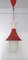 Vintage Lantern-Shaped Little Red Riding Hood Ceiling Lamp with Red & Cream Painted Sheet Metal Parts & White Opaque Glass Honeycomb Shade, 1950s, Image 1