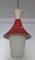 Lampada da soffitto a forma di lanterna con parti rosse e color crema e paralume in vetro opaco bianco, anni '50, Immagine 3