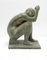 Marta Lesenyei, Sitting Nude Sculpture, 1970s, Olive Green Terracotta 1