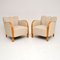 Vintage Swedish Satin Birch Lounge Chairs, Set of 2 1