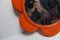 Espejo naranja en forma de flor con anillo de latón, años 70, Imagen 3