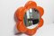 Espejo naranja en forma de flor con anillo de latón, años 70, Imagen 2