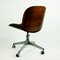 Italian Mid-Century Rosewood and Brown Fabric Office Chair by Ico Parisi for Mim 4