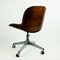 Italian Mid-Century Rosewood and Brown Fabric Office Chair by Ico Parisi for Mim, Image 4