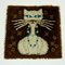 Vintage Danish High Pile Brown and Blue Wool Rug with White Cat 10