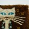 Vintage Danish High Pile Brown and Blue Wool Rug with White Cat 6