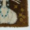 Vintage Danish High Pile Brown and Blue Wool Rug with White Cat 7