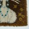 Vintage Danish High Pile Brown and Blue Wool Rug with White Cat, Image 7