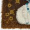 Vintage Danish High Pile Brown and Blue Wool Rug with White Cat, Image 4