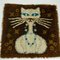 Vintage Danish High Pile Brown and Blue Wool Rug with White Cat 2