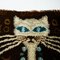 Vintage Danish High Pile Brown and Blue Wool Rug with White Cat 5